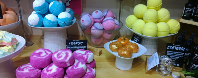 Display of Lush products in store